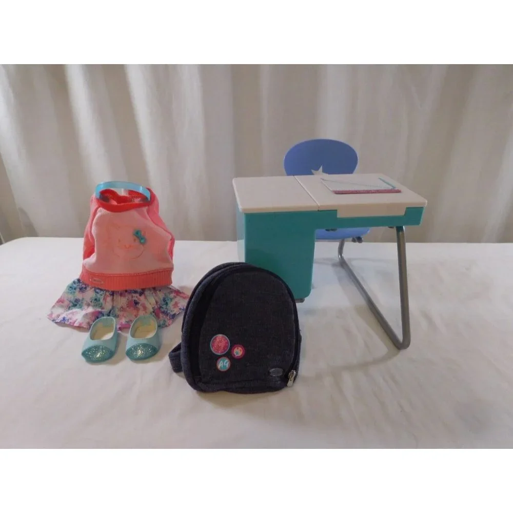American Girl Desk + School Set Including School Outfit + Shoes and Backpack‎